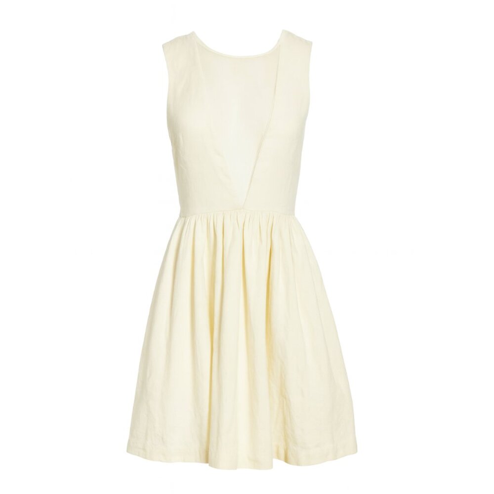 Free People Ivory Cotton Mesh Plunge Mini Dress – Size S